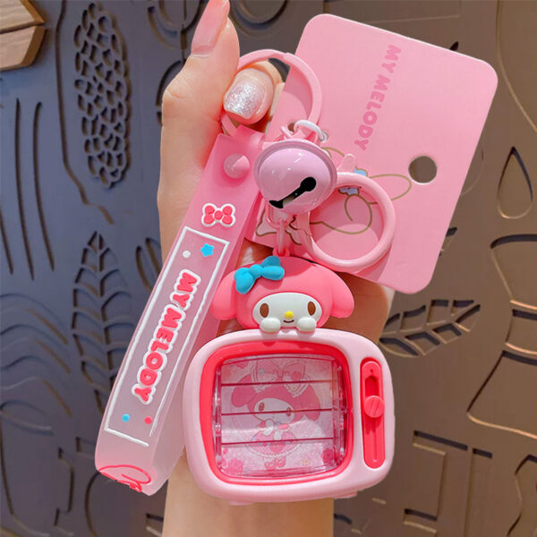 authentic sanrio cartoon beaded bracelet keychain, creative kuromi car & bag key chain doll pendant