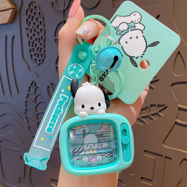 authentic sanrio cartoon beaded bracelet keychain, creative kuromi car & bag key chain doll pendant
