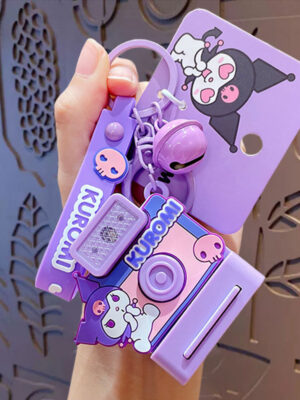 Authentic Sanrio Cartoon Beaded Bracelet Keychain, Creative Kuromi Car & Bag Key Chain Doll Pendant