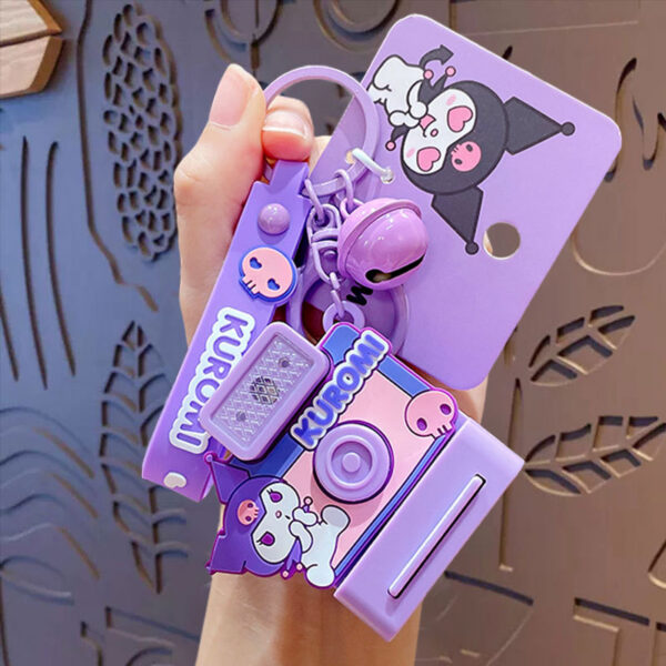 authentic sanrio cartoon beaded bracelet keychain, creative kuromi car & bag key chain doll pendant
