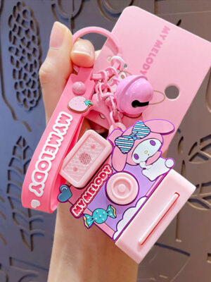 Authentic Sanrio Cartoon Beaded Bracelet Keychain, Creative Kuromi Car & Bag Key Chain Doll Pendant