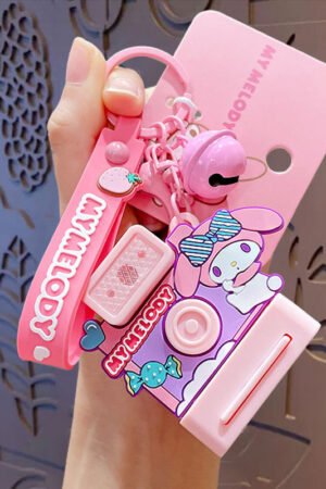 Authentic Sanrio Cartoon Beaded Bracelet Keychain, Creative Kuromi Car & Bag Key Chain Doll Pendant