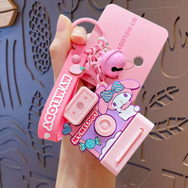 authentic sanrio cartoon beaded bracelet keychain, creative kuromi car & bag key chain doll pendant