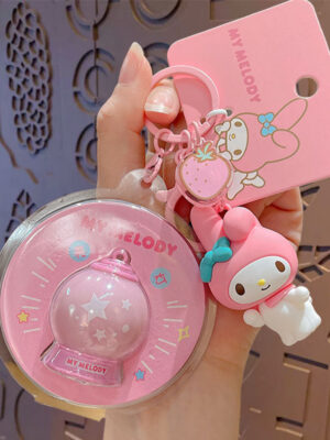 Authentic Sanrio Cartoon Beaded Bracelet Keychain, Creative Kuromi Car & Bag Key Chain Doll Pendant