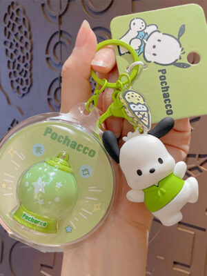 Authentic Sanrio Cartoon Beaded Bracelet Keychain, Creative Kuromi Car & Bag Key Chain Doll Pendant