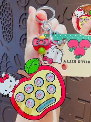 Authentic Sanrio Cartoon Beaded Bracelet Keychain, Creative Kuromi Car & Bag Key Chain Doll Pendant