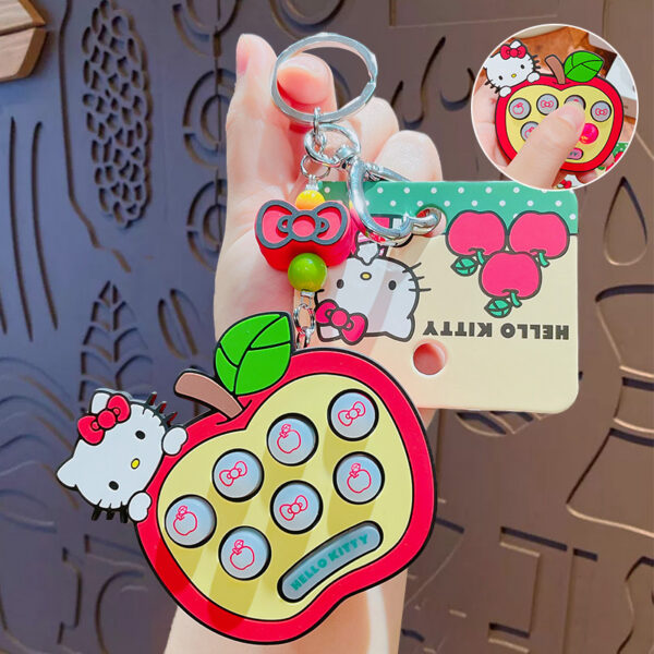 authentic sanrio cartoon beaded bracelet keychain, creative kuromi car & bag key chain doll pendant