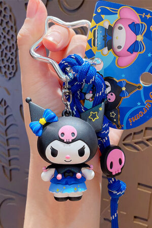 Authentic Sanrio Cartoon Beaded Bracelet Keychain, Creative Kuromi Car & Bag Key Chain Doll Pendant