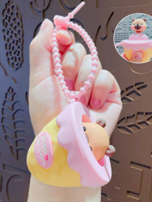 Cartoon bubble-blowing stress-relief keychain backpack pendant couple car keychain