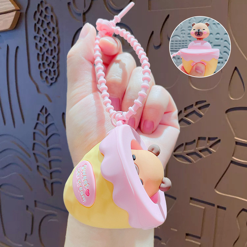 cartoon bubble blowing stress relief keychain backpack pendant couple car keychain