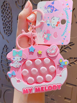 Authentic Sanrio Cartoon Beaded Bracelet Keychain, Creative Kuromi Car & Bag Key Chain Doll Pendant