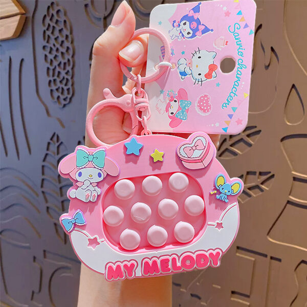 authentic sanrio cartoon beaded bracelet keychain, creative kuromi car & bag key chain doll pendant
