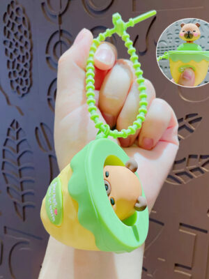 Cartoon bubble-blowing stress-relief keychain backpack pendant couple car keychain