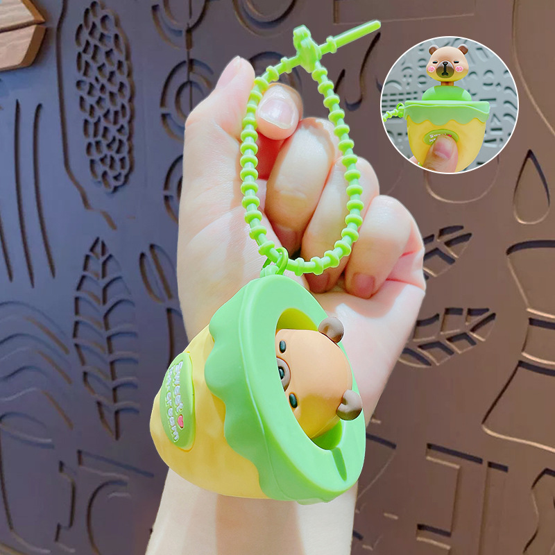 cartoon bubble blowing stress relief keychain backpack pendant couple car keychain