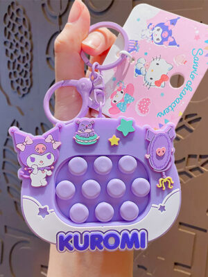 Authentic Sanrio Cartoon Beaded Bracelet Keychain, Creative Kuromi Car & Bag Key Chain Doll Pendant