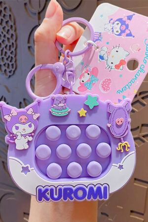 Authentic Sanrio Cartoon Beaded Bracelet Keychain, Creative Kuromi Car & Bag Key Chain Doll Pendant