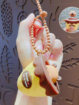 Cartoon bubble-blowing stress-relief keychain backpack pendant couple car keychain
