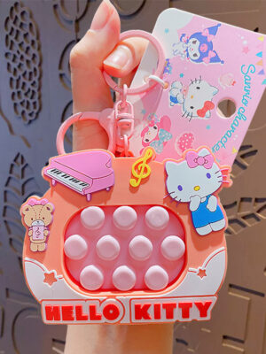 Authentic Sanrio Cartoon Beaded Bracelet Keychain, Creative Kuromi Car & Bag Key Chain Doll Pendant