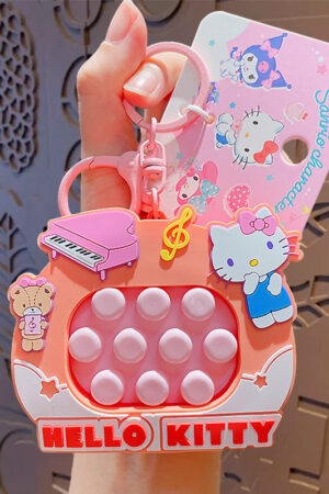 Authentic Sanrio Cartoon Beaded Bracelet Keychain, Creative Kuromi Car & Bag Key Chain Doll Pendant
