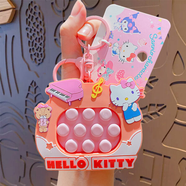 authentic sanrio cartoon beaded bracelet keychain, creative kuromi car & bag key chain doll pendant