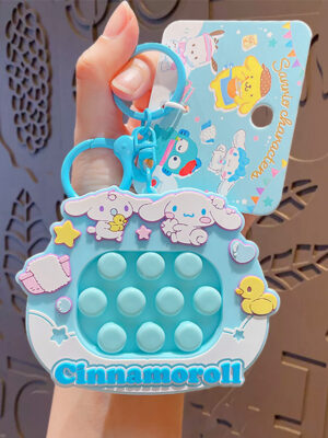 Authentic Sanrio Cartoon Beaded Bracelet Keychain, Creative Kuromi Car & Bag Key Chain Doll Pendant