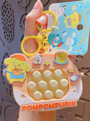 Authentic Sanrio Cartoon Beaded Bracelet Keychain, Creative Kuromi Car & Bag Key Chain Doll Pendant