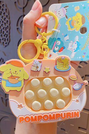 Authentic Sanrio Cartoon Beaded Bracelet Keychain, Creative Kuromi Car & Bag Key Chain Doll Pendant