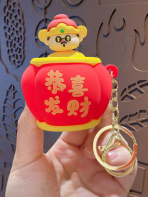 Cartoon bubble-blowing stress-relief keychain backpack pendant couple car keychain