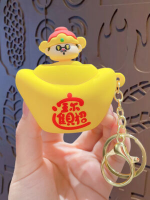 Cartoon bubble-blowing stress-relief keychain backpack pendant couple car keychain