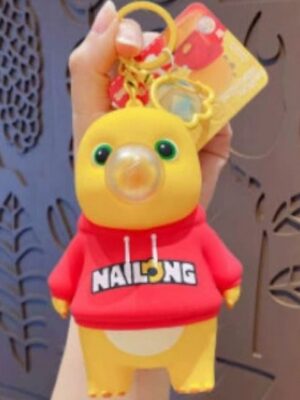 Cartoon bubble-blowing stress-relief keychain backpack pendant couple car keychain