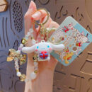 authentic sanrio cartoon beaded bracelet keychain, creative kuromi car & bag key chain doll pendant