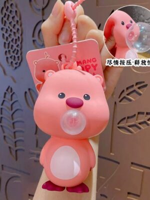 Cartoon bubble-blowing stress-relief keychain backpack pendant couple car keychain
