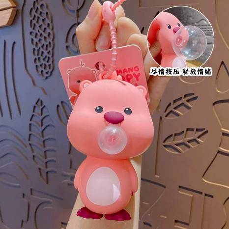 cartoon bubble blowing stress relief keychain backpack pendant couple car keychain
