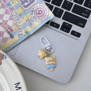 butter bear keychain small pendant book bag backpack ornament graduation gift key ring