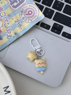 Butter Bear Keychain Small Pendant Book Bag Backpack Ornament Graduation Gift Key Ring