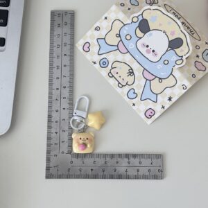butter bear keychain small pendant book bag backpack ornament graduation gift key ring