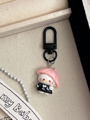 Black KT Cat Keychain Small Pendant Backpack Bag Decoration Graduation Gift for the Whole Class Keychain