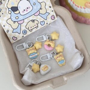 butter bear keychain small pendant book bag backpack ornament graduation gift key ring
