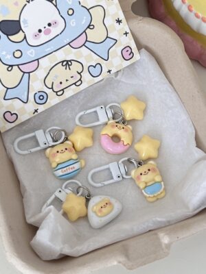 Butter Bear Keychain Small Pendant Book Bag Backpack Ornament Graduation Gift Key Ring