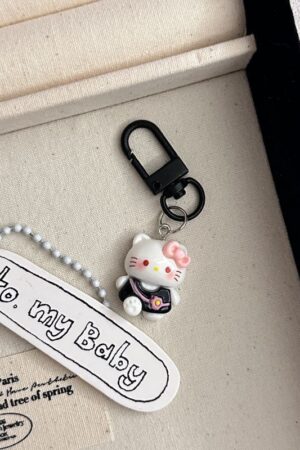 Black KT Cat Keychain Small Pendant Backpack Bag Decoration Graduation Gift for the Whole Class Keychain