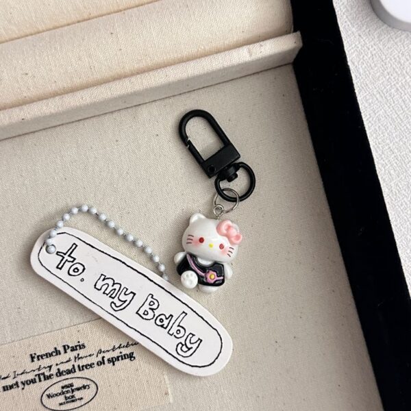 black kt cat keychain small pendant backpack bag decoration graduation gift for the whole class keychain