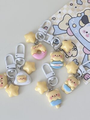 Butter Bear Keychain Small Pendant Book Bag Backpack Ornament Graduation Gift Key Ring