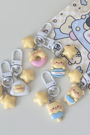 Butter Bear Keychain Small Pendant Book Bag Backpack Ornament Graduation Gift Key Ring