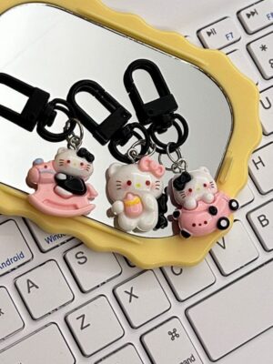 Black KT Cat Keychain Small Pendant Backpack Bag Decoration Graduation Gift for the Whole Class Keychain
