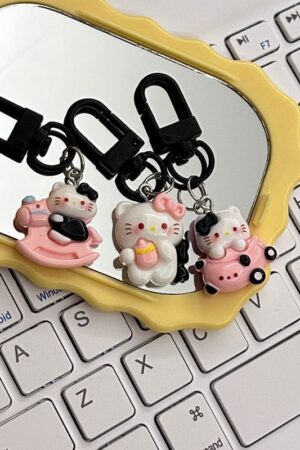 Black KT Cat Keychain Small Pendant Backpack Bag Decoration Graduation Gift for the Whole Class Keychain