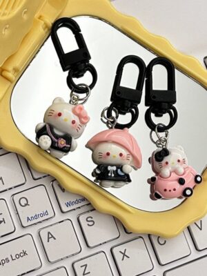 Black KT Cat Keychain Small Pendant Backpack Bag Decoration Graduation Gift for the Whole Class Keychain
