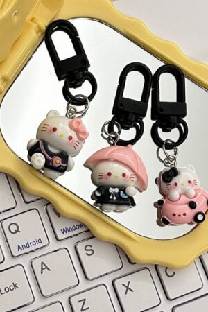 Black KT Cat Keychain Small Pendant Backpack Bag Decoration Graduation Gift for the Whole Class Keychain
