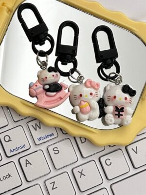 Black KT Cat Keychain Small Pendant Backpack Bag Decoration Graduation Gift for the Whole Class Keychain