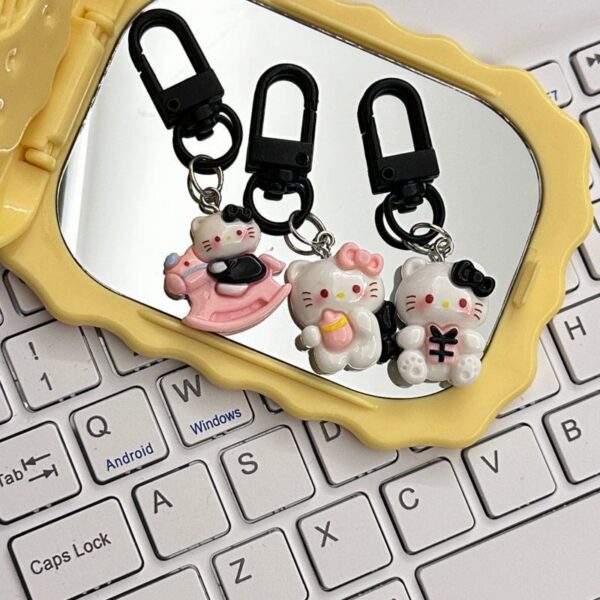 black kt cat keychain small pendant backpack bag decoration graduation gift for the whole class keychain