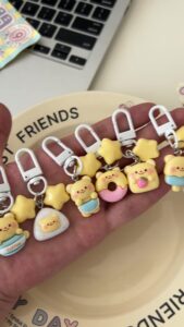 butter bear keychain small pendant book bag backpack ornament graduation gift key ring